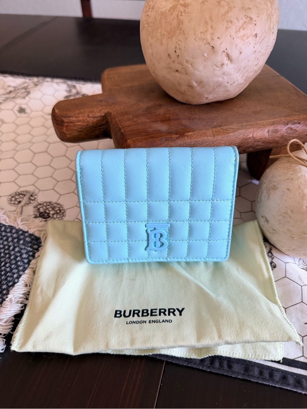 Burberry Lola Quilted TB Logo trifold wallet